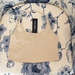 Motel Rocks Beige Cropped Tank Top